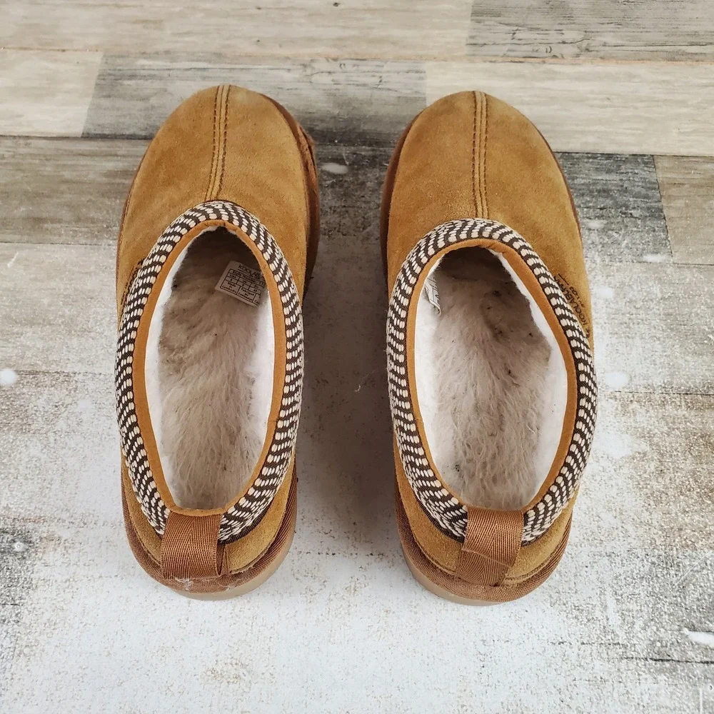 Koolaburra by UGG Burree Mens Slippers Sz 9 Chestnut Suede Slip-On Fleece Lined